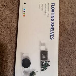 White Acrylic Floating Shelves Set of 2- 12 Inch Wall Shelves- minimalist- adhes